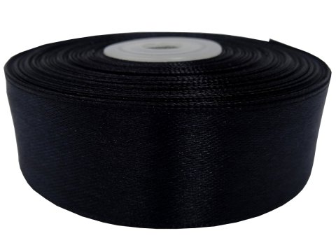 25mm wstążka dwustronna 25m 8390 CZARNA atłasowa DF 100% polyester satynowa z dużym połyskiem wstążki GOLD-POL