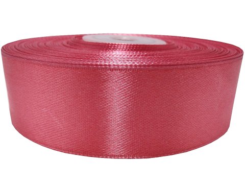 25mm wstążka dwustronna 25m 8258 RÓŻOWA INDYJSKA CIEPŁA atłasowa DF 100% polyester satynowa z dużym połyskiem wstążki GOLD-POL