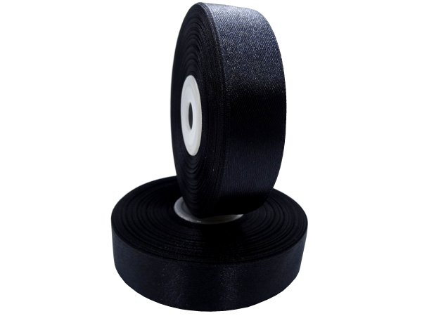 18mm wstążka dwustronna 25m 8390 CZARNA atłasowa DF 100% polyester satynowa z dużym połyskiem wstążki GOLD-POL