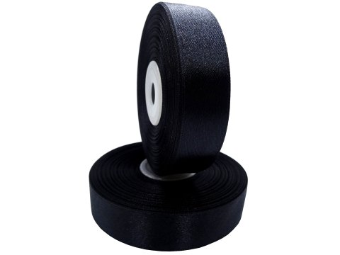 18mm wstążka dwustronna 25m 8390 CZARNA atłasowa DF 100% polyester satynowa z dużym połyskiem wstążki GOLD-POL