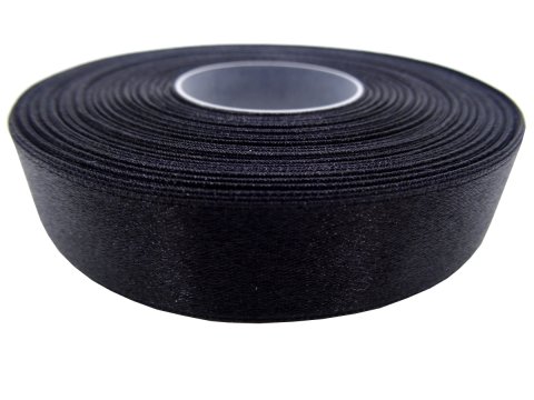 18mm wstążka atłasowa CZARNA cena za 1 rolkę 25m nylonowa wstążeczka satynowa jednostronna GOLD-POL