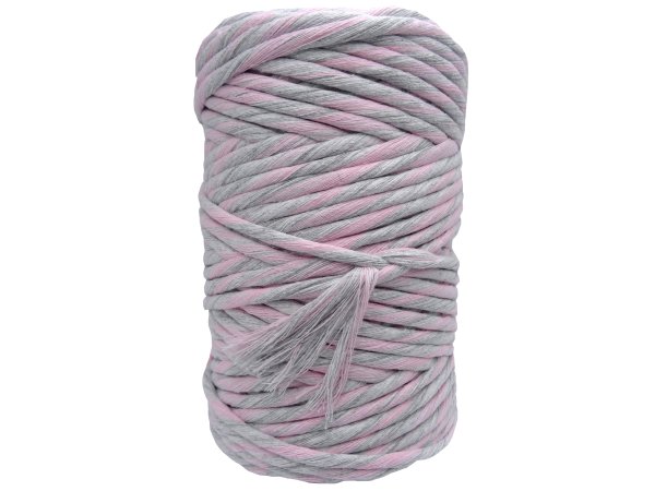 Sznurek 5mm GRANDE MIX BABY PINK + LIGHT GREY bawełniany 100m mix kolorów do makramy makrama liść by GOLD-POL Warszawa