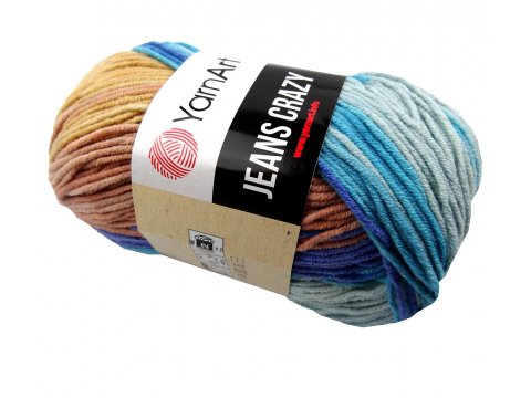 Jeans Crazy 8207 MIX BEŻ/NIEBIESKI YarnArt 50g 160m mix cieniutkiej bawełny na letnie dzianiny maskotki w Goldpol Warszawa