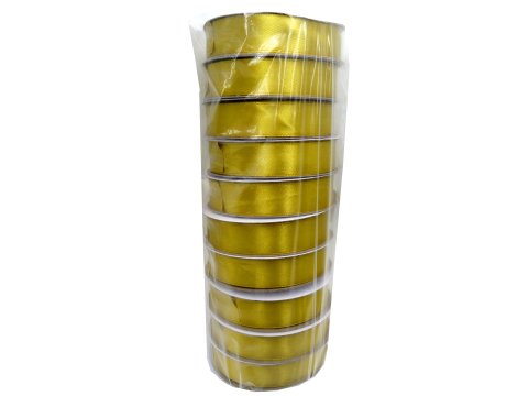 18mm wstążka dwustronna 25m 8219 ZŁOTA MIODOWA atłasowa DF 100% polyester satynowa z dużym połyskiem wstążki GOLD-POL
