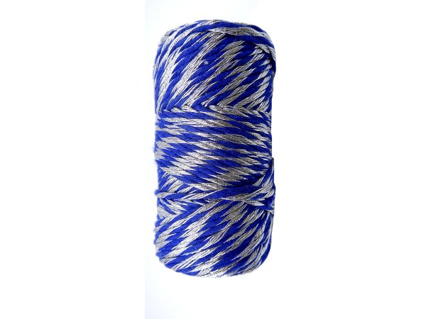 Sznurek 1,5mm bawełniany ozdobny MIX SZAFIR/SREBRNY 50m 1PLY BY GOLD-POL świąteczny do rozczesywania makramy hurtownia sznur