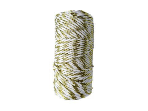 Sznurek 1,5mm bawełniany ozdobny MIX BIAŁY /ZŁOTY 50m 1PLY BY GOLD-POL świąteczny do rozczesywania makramy hurtownia sznur