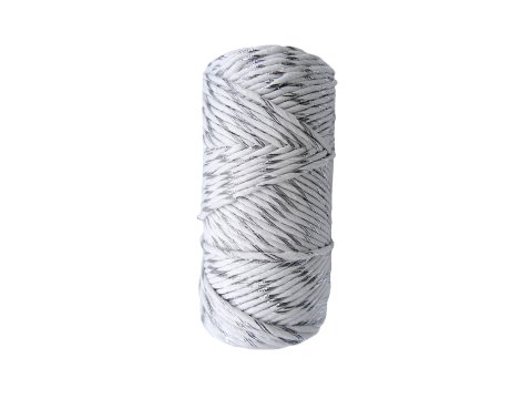 Sznurek 1,5mm bawełniany ozdobny MIX BIAŁY/SREBRNY 50m 1PLY BY GOLD-POL świąteczny do rozczesywania makramy hurtownia sznur