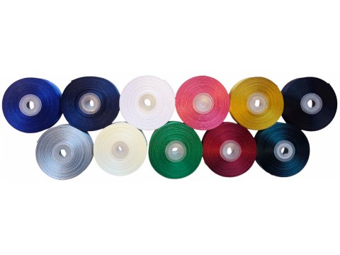 18mm wstążka dwustronna 25m 8342 SZAFIROWA NIEBIESKA atłasowa DF 100% polyester satynowa z dużym połyskiem wstążki GOLD-POL