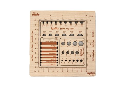 4 in 1 Measuring Pack Katia drewniane miarki do mierzenia grubości drutów szydełek wełny czy kwadratu 10x10 w GOLD-POL