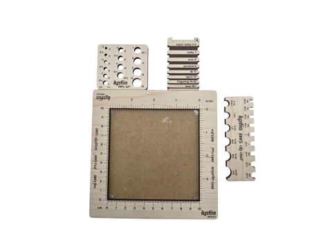 4 in 1 Measuring Pack Katia drewniane miarki do mierzenia grubości drutów szydełek wełny czy kwadratu 10x10 w GOLD-POL