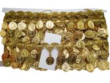 15/42mm Taśma z cekinami ZŁOTA cena za 1m ozdobna z pieniążkami do tańca brzucha coiny pasmanteria Gold-Pol