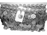 19/45mm Taśma z cekinami SREBRNA cena za 1m ozdobna z pieniążkami do tańca brzucha coiny pasmanteria