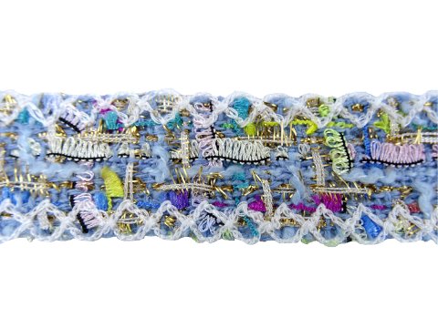 30mm Taśma 016 PICASSO SKY BLUE cena za 1m hiszpańska pasmanteria ozdobna tkana mix collage typu chanel