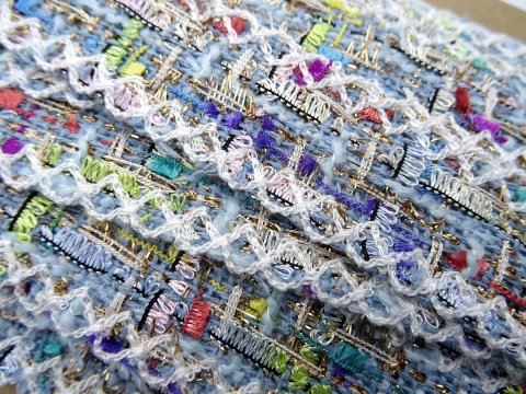 30mm Taśma 016 PICASSO SKY BLUE cena za 1m hiszpańska pasmanteria ozdobna tkana mix collage typu chanel