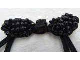 Szamerunki 180mm x 65mm CZARNE cena za 1 parę hiszpańskie ozdobne guziki zapięcie ze szklanymi koralami i cyrkoniami