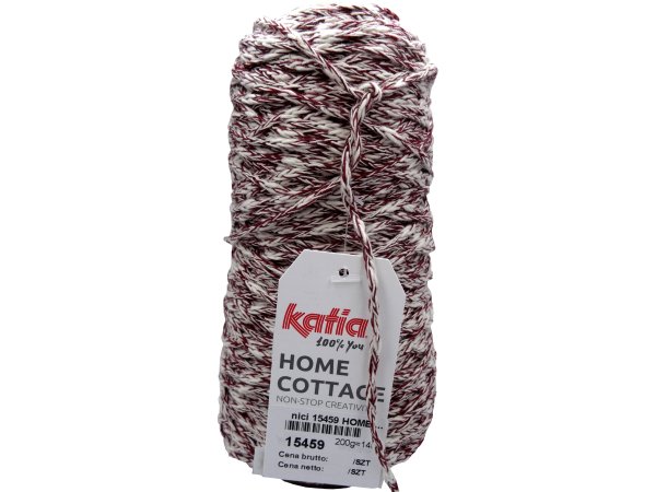 HOME COTTAGE 203 BORDO WINE ECRU od KATIA 200g 140m 3mm sznurek na letnie projekty torby dywany poduszki siatki vintage
