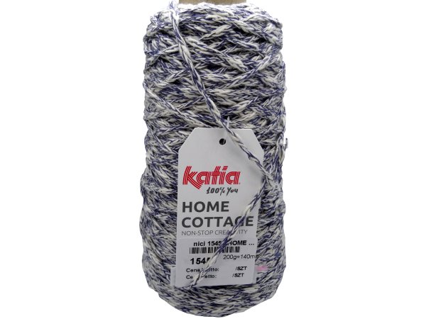 HOME COTTAGE 208 NIEBIESKI BLUE JEANS ECRU KATIA 200g 140m 3mm sznurek na letnie projekty torby dywany poduszki siatki vintage