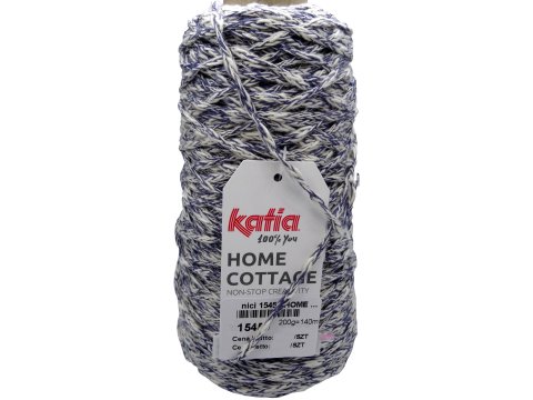 HOME COTTAGE 208 NIEBIESKI BLUE JEANS ECRU KATIA 200g 140m 3mm sznurek na letnie projekty torby dywany poduszki siatki vintage
