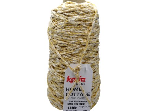 HOME COTTAGE 202 YELLOW ŻÓŁTY ECRU od KATIA 200g 140m 3mm sznurek na letnie projekty torby dywany poduszki siatki vintage