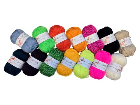 SPORTSRAGG włóczka 549 ŻÓŁTY NEON FLUO Viking Garn 50g 100m mix wełny sport czapki kominy szaliki sklep GOLD-POL
