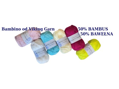 BAMBINO włóczka 400 BIAŁY Viking Garn 50g 176m bambusowa cienka śliska z połyskiem tylko w Goldpol