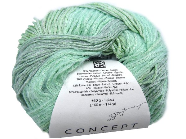 LUA włóczka 101 MIĘTA MELANŻ Katia 50g 160m mix eco bawełny wiskozy lny włóczki Kati największy wybór w Warszawie