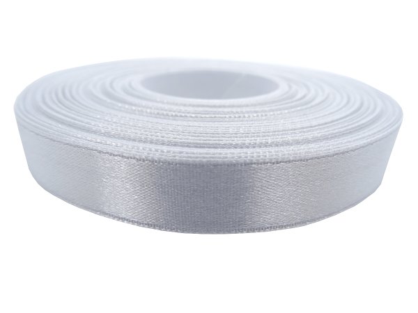 12mm wstążka atłasowa 102 Szara rolka 25m 100% nylon satynowa ozdobna na kokardki dekorację świąteczne
