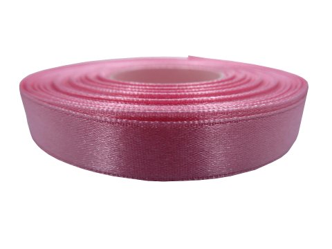 12mm wstążka atłasowa 105 Różowa zgaszona rolka 25m 100% nylon satynowa ozdobna na kokardki dekorację świąteczne