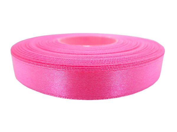12mm wstążka atłasowa 106 Landrynkowa Fluo Różowa rolka 25m 100% nylon satynowa ozdobna na kokardki dekorację świąteczne
