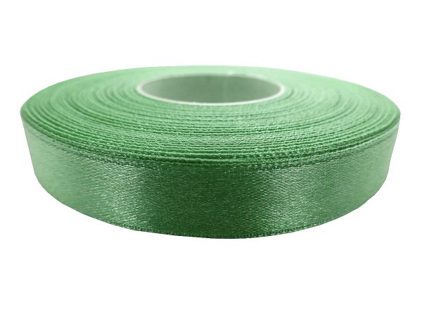 12mm wstążka atłasowa 190 Zielona Miętowa Zgaszona rolka 25m 100% nylon satynowa ozdobna na kokardki dekorację świąteczne