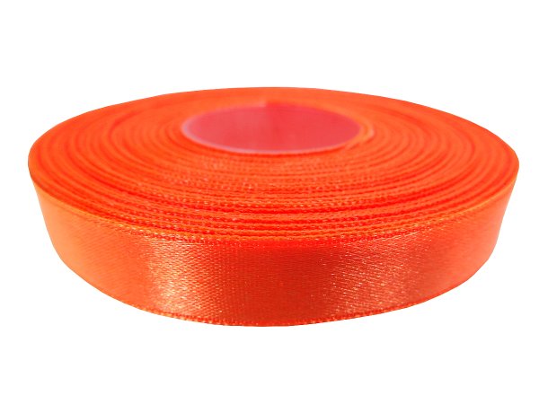 12mm wstążka atłasowa 154 Fluo Pomarańczowa rolka 25m 100% nylon satynowa ozdobna na kokardki dekorację świąteczne