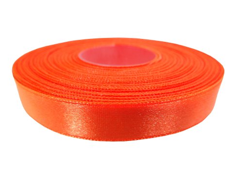 12mm wstążka atłasowa 154 Fluo Pomarańczowa rolka 25m 100% nylon satynowa ozdobna na kokardki dekorację świąteczne