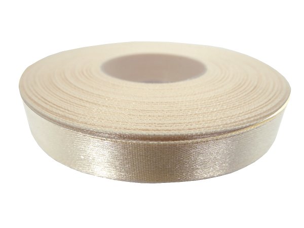 12mm wstążka atłasowa 121 Ecru Ciemna Kremowa rolka 25m 100% nylon satynowa ozdobna na kokardki dekorację świąteczne