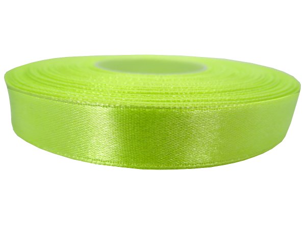 12mm wstążka atłasowa Z221 Jasna Limonkowa rolka 25m 100% nylon satynowa ozdobna na kokardki dekorację świąteczne