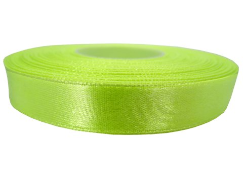 12mm wstążka atłasowa Z221 Jasna Limonkowa rolka 25m 100% nylon satynowa ozdobna na kokardki dekorację świąteczne
