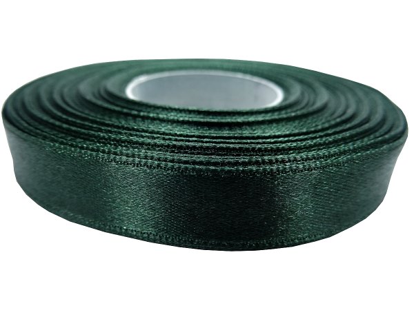 12mm wstążka atłasowa Z265 Butelkowa Zielona rolka 25m 100% nylon satynowa ozdobna na kokardki dekorację świąteczne