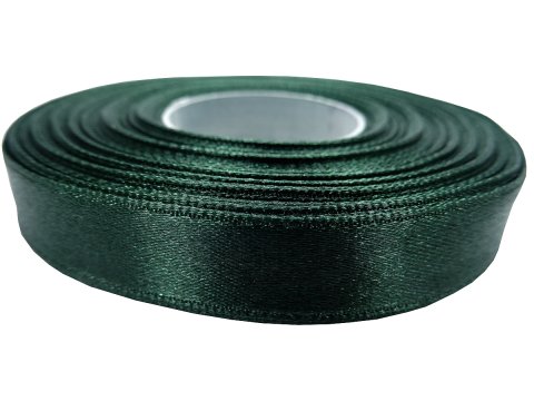 12mm wstążka atłasowa Z265 Butelkowa Zielona rolka 25m 100% nylon satynowa ozdobna na kokardki dekorację świąteczne