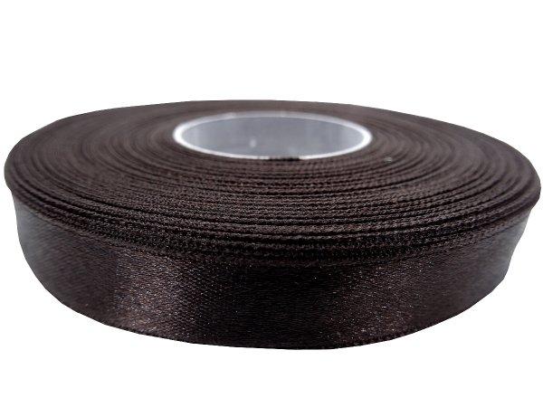 12mm wstążka atłasowa Z294 Brązowa Gorzka Czekolada rolka 25m 100% nylon satynowa ozdobna na kokardki dekorację świąteczne