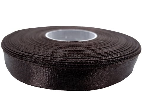12mm wstążka atłasowa Z294 Brązowa Gorzka Czekolada rolka 25m 100% nylon satynowa ozdobna na kokardki dekorację świąteczne