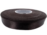 12mm wstążka atłasowa Z294 Brązowa Gorzka Czekolada rolka 25m 100% nylon satynowa ozdobna na kokardki dekorację świąteczne