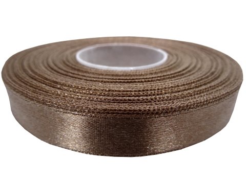 12mm wstążka atłasowa Z280 Beżowa Latte rolka 25m 100% nylon satynowa ozdobna na kokardki dekorację świąteczne