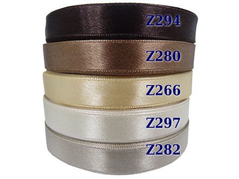12mm wstążka atłasowa Z282 Beżowa Zimna rolka 25m 100% nylon satynowa ozdobna na kokardki dekorację świąteczne