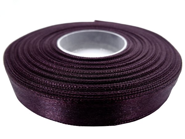 12mm wstążka atłasowa Z190 Bakłażanowa rolka 25m 100% nylon satynowa ozdobna na kokardki dekorację świąteczne