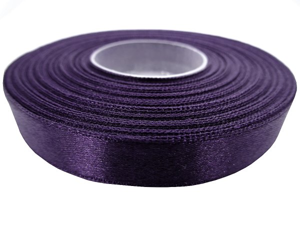 12mm wstążka atłasowa Z187 Śliwkowa Fioletowa rolka 25m 100% nylon satynowa ozdobna na kokardki dekorację świąteczne