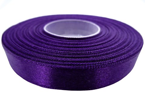 12mm wstążka atłasowa Z188 Fioletowa rolka 25m 100% nylon satynowa ozdobna na kokardki dekorację świąteczne