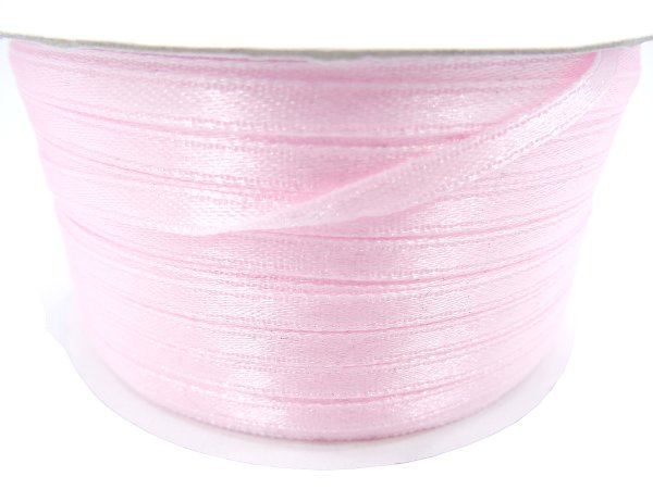 3mm wstążka atłasowa 137m dwustronna 104 Różowa Ostry Jasny 100% nylon z dużym połyskiem gęsto tkana największa pasmanteria