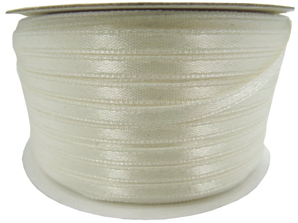 3mm wstążka atłasowa 137m dwustronna 163 Ecru Kremowa 100% nylon z dużym połyskiem gęsto tkana największa pasmanteria