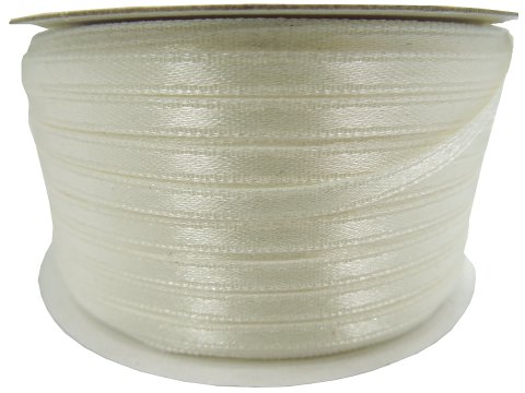 3mm wstążka atłasowa 137m dwustronna 163 Ecru Kremowa 100% nylon z dużym połyskiem gęsto tkana największa pasmanteria