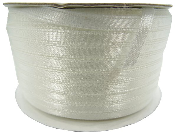 3mm wstążka atłasowa 137m dwustronna 183 Ecru Kremowa 100% nylon z dużym połyskiem gęsto tkana importer Gold-Pol