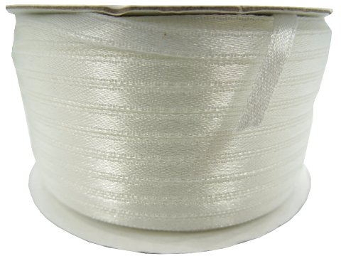 3mm wstążka atłasowa 137m dwustronna 183 Ecru Kremowa 100% nylon z dużym połyskiem gęsto tkana importer Gold-Pol